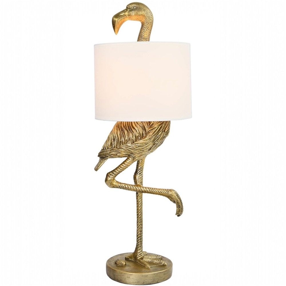 NEW Anthropologie Large Gold Boho Flamingo Table Lamp Lighting Art Deco Set 32" - Picture 2 of 9
